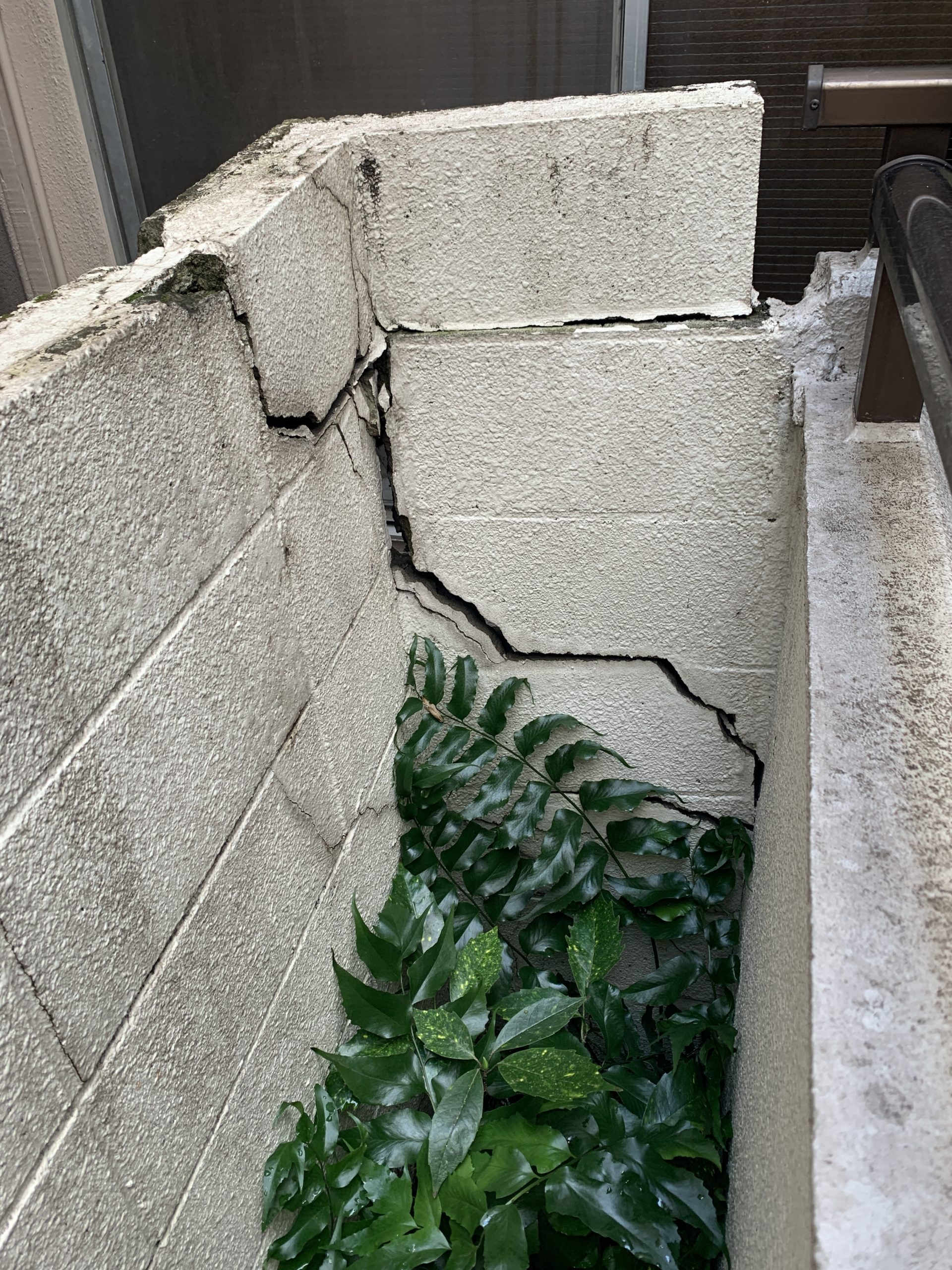 ブロック擁壁補修　